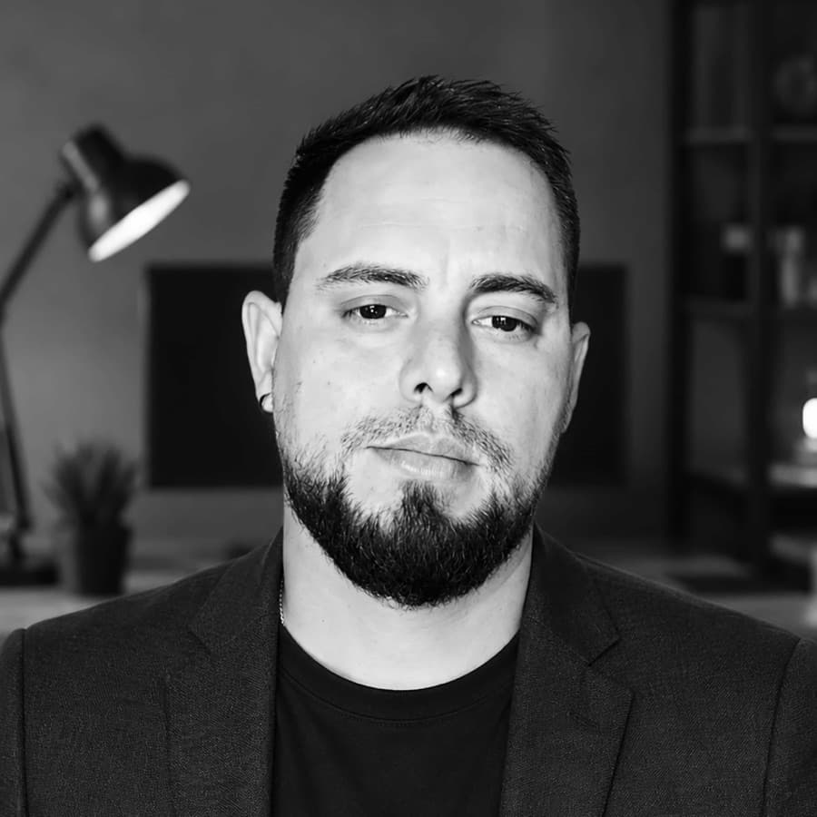 Roger de Oca, web designer and developer, at his studio in Tampa, Florida