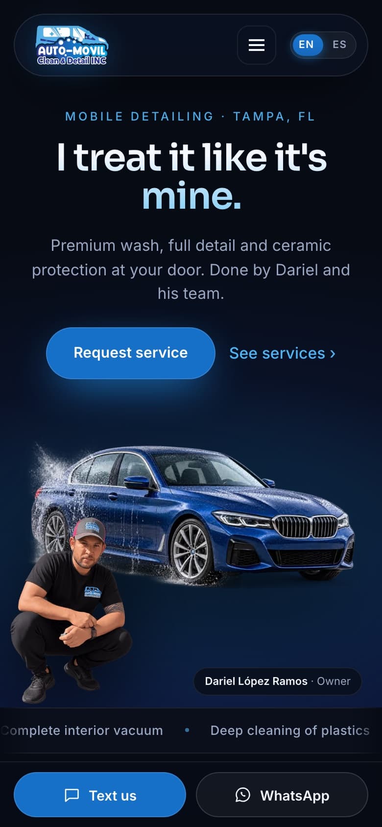 Mobile view of the Dariel López Ramos website