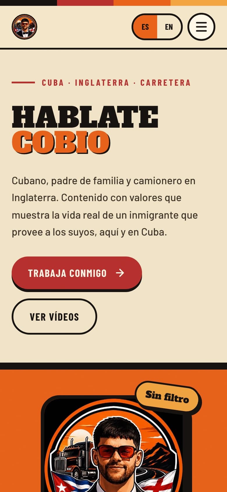 Mobile view of the Delbis Fernández website