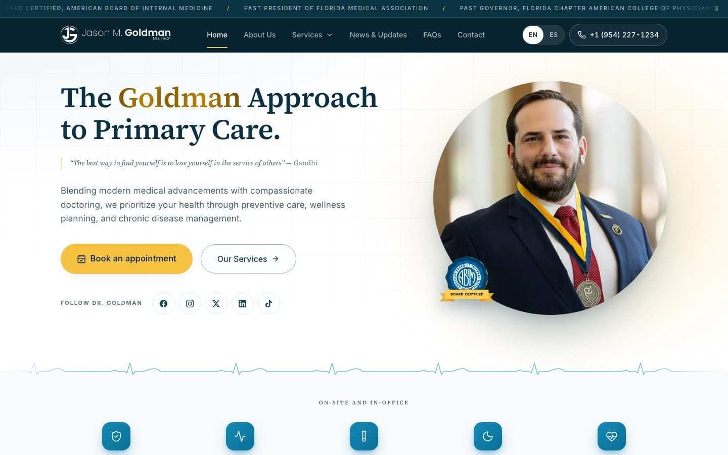 The Jason M. Goldman, MD site on desktop