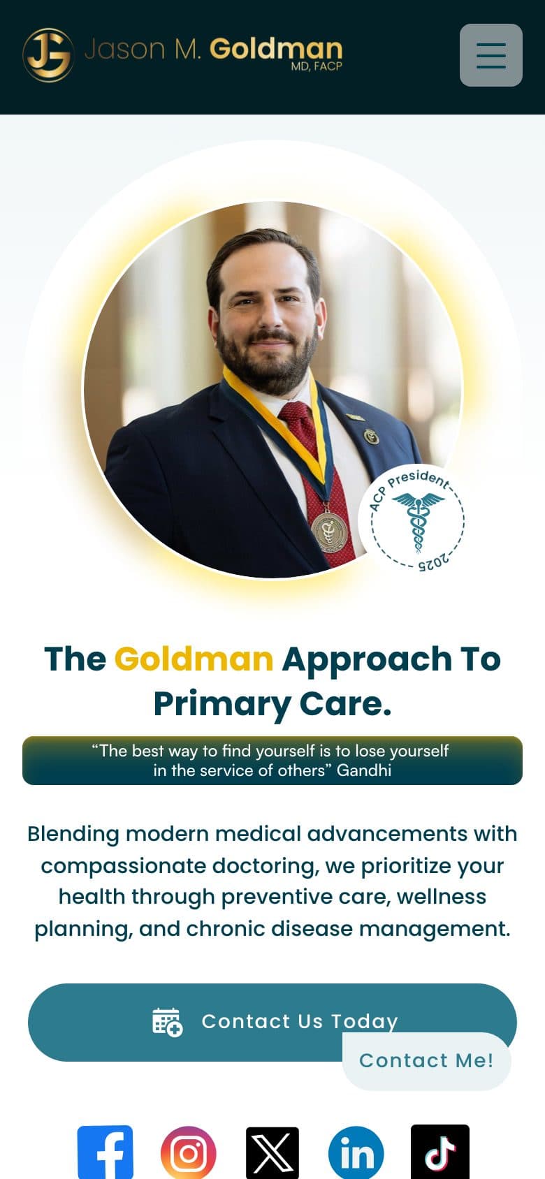 Mobile view of the Jason M. Goldman, MD website