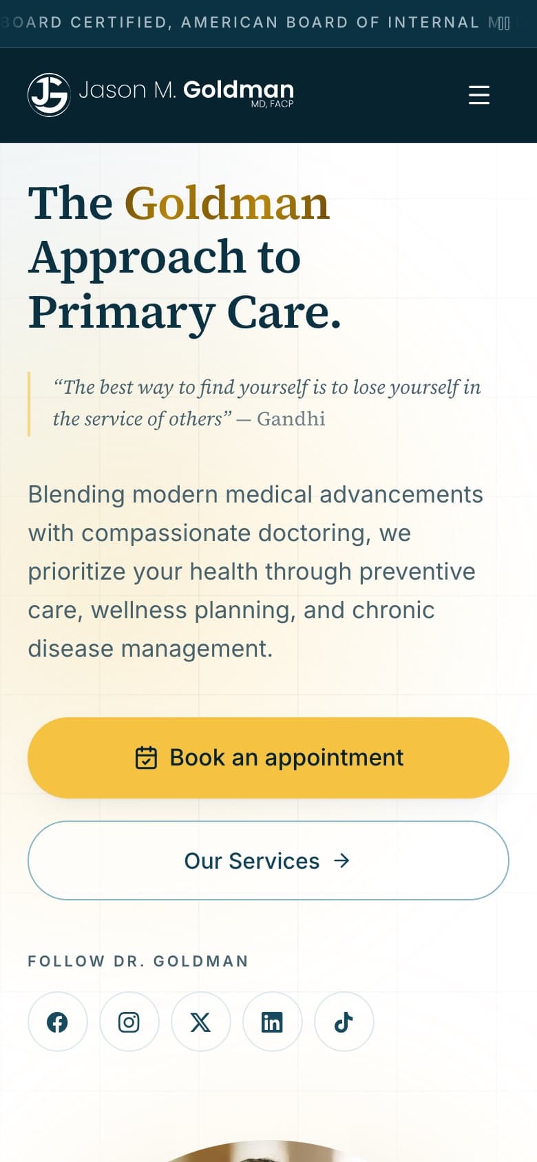 Mobile view of the Jason M. Goldman, MD website