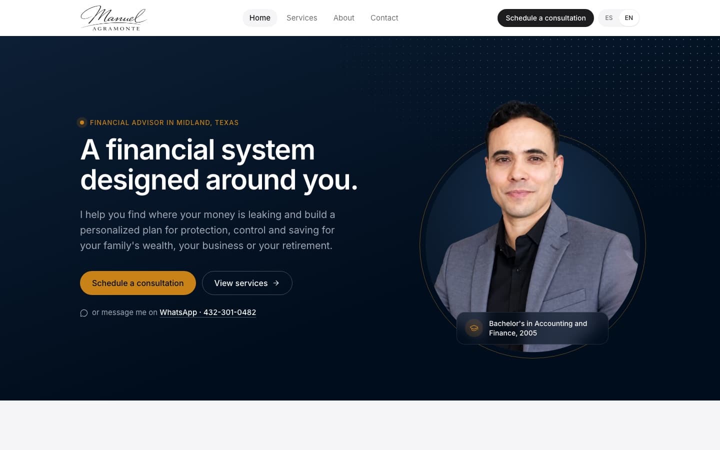 Desktop view of the Manuel Agramonte website