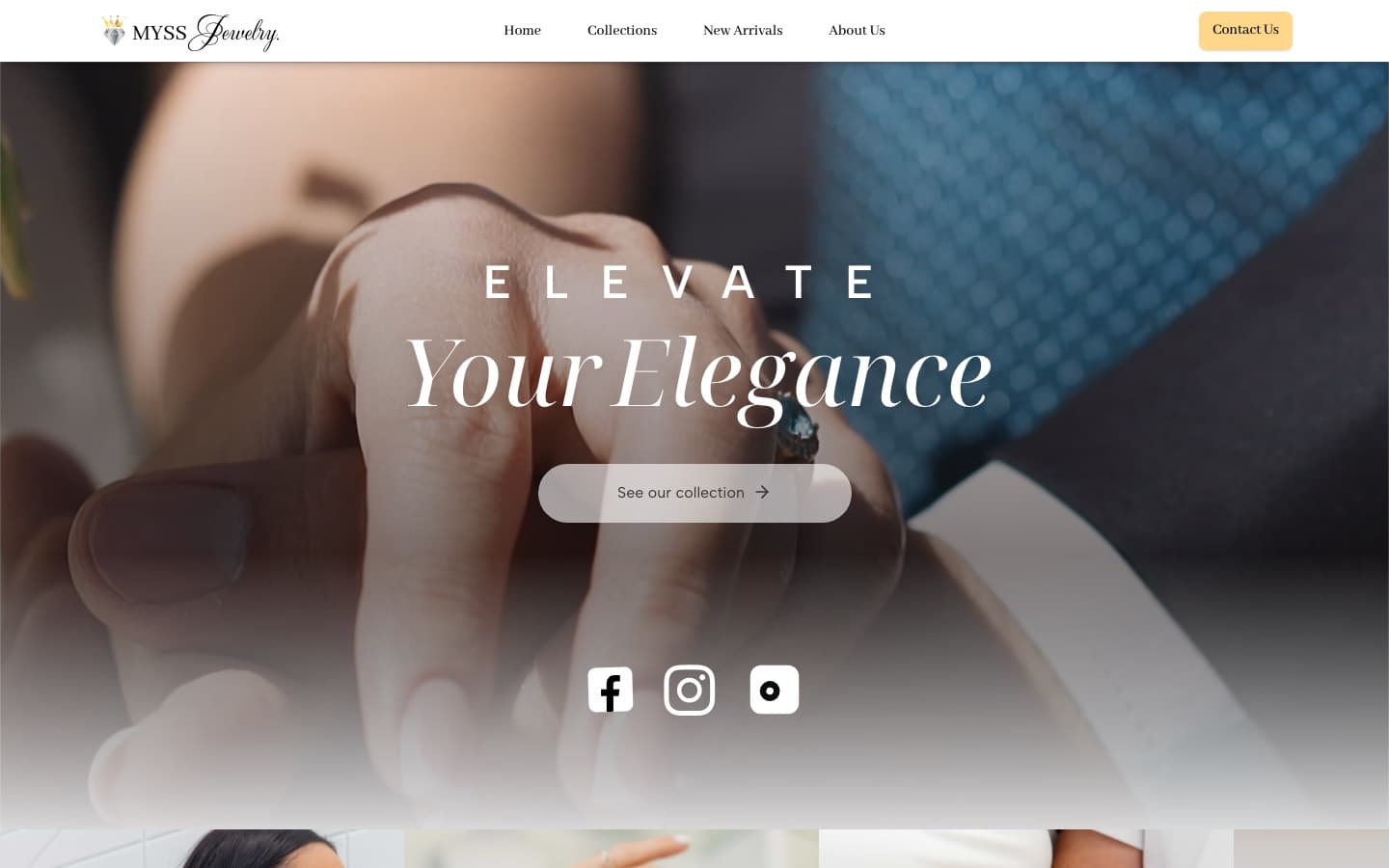 The MYSS Jewelry site on desktop