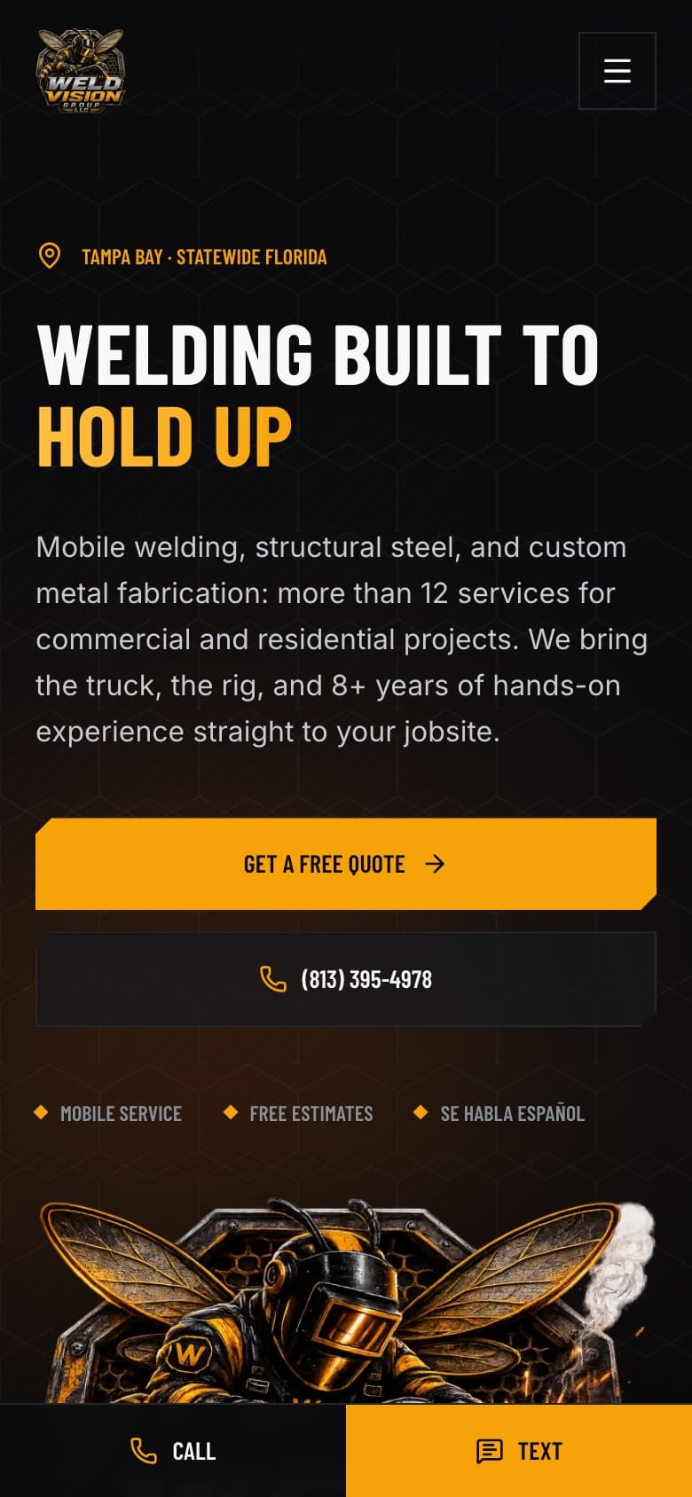 Mobile view of the Weld Vision Group LLC website